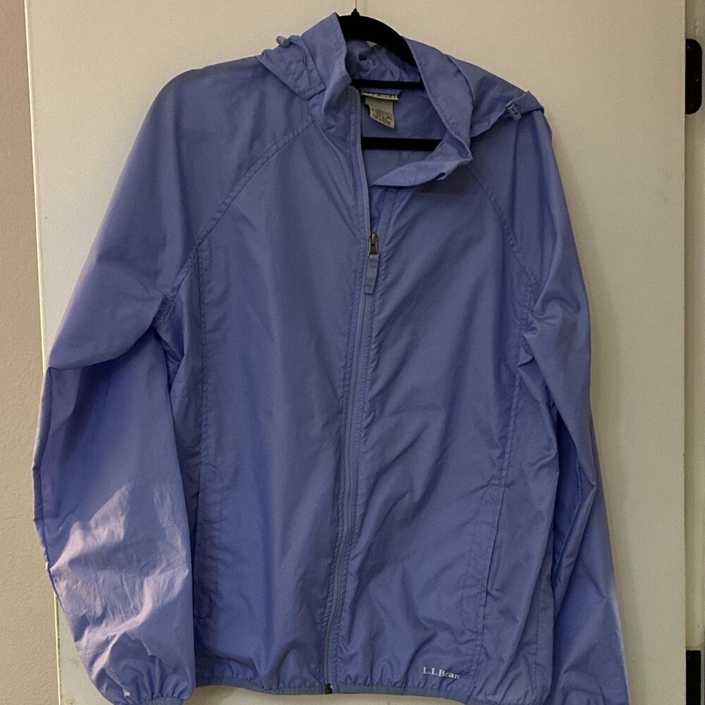 L.L. Bean Trail Model Rain Jacket Light Blue Windbreaker Mens M Womens L